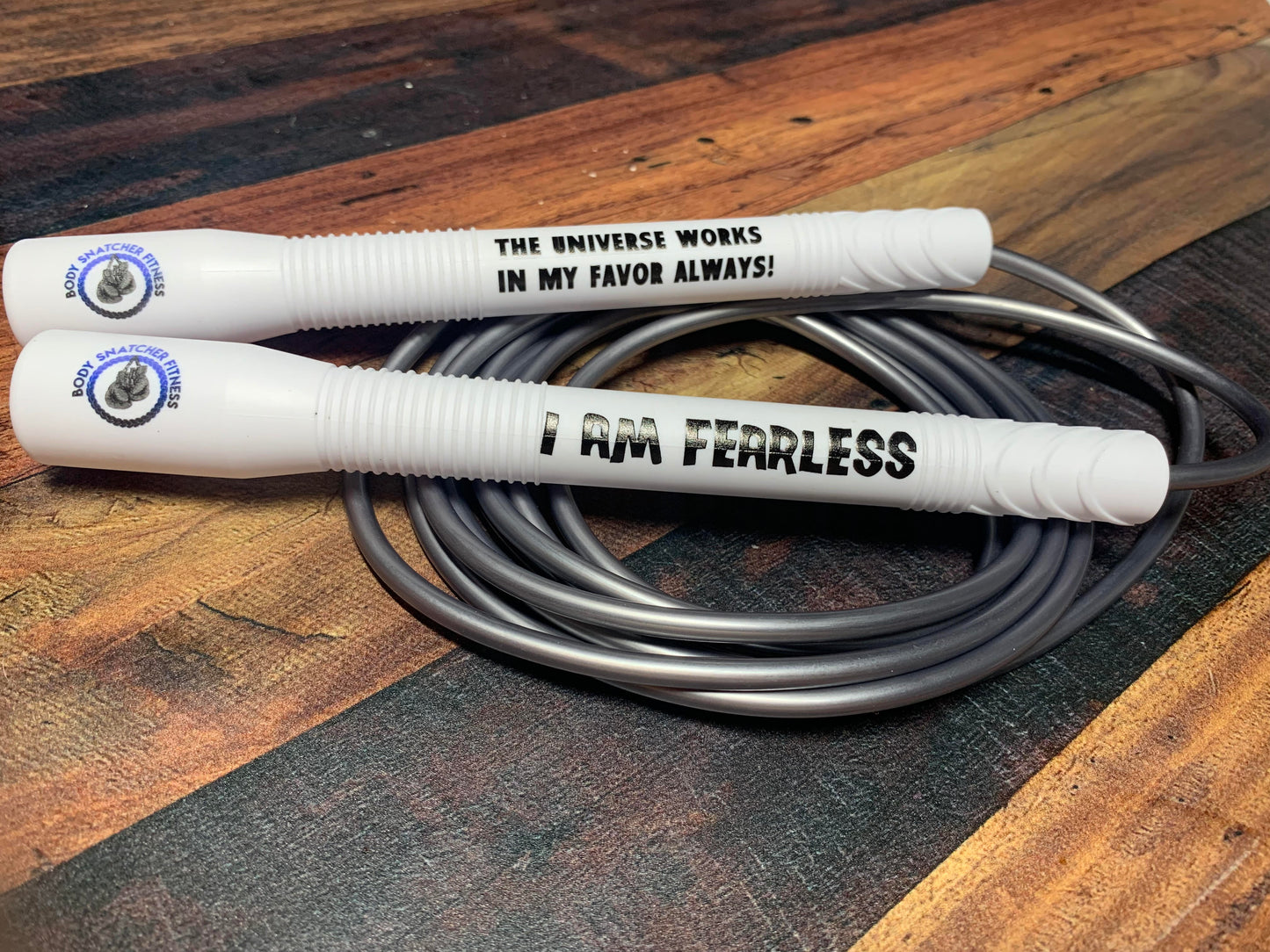 Affirmation Jump Rope - Grey - White Handles
